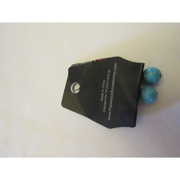 Paparazzi Blue Marble Silver Tone Alloy Drop Earrings Pearl Artsy Boho - Picture 2 of 3